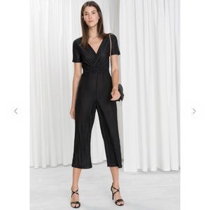 NWOT & Other Stories Plisse Pleat V Neck Jumpsuit